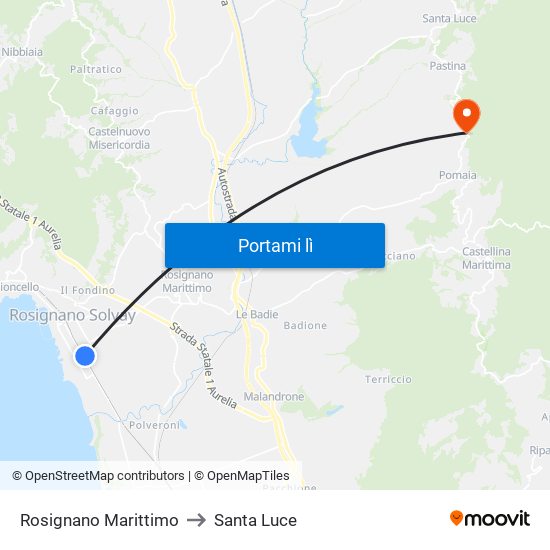 Rosignano Marittimo to Santa Luce map