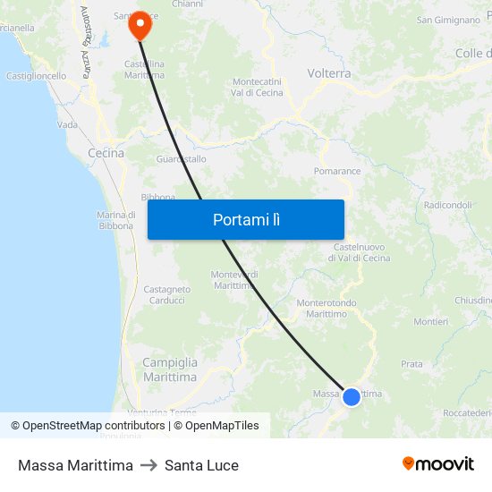 Massa Marittima to Santa Luce map