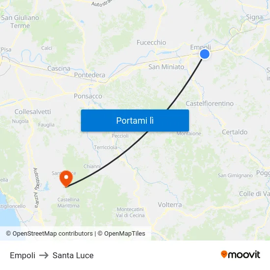 Empoli to Santa Luce map