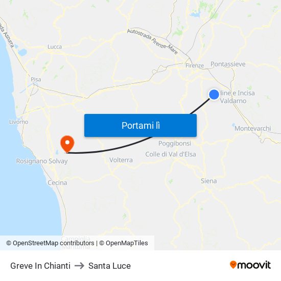 Greve In Chianti to Santa Luce map