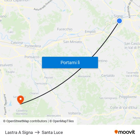 Lastra A Signa to Santa Luce map