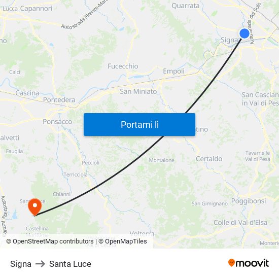 Signa to Santa Luce map