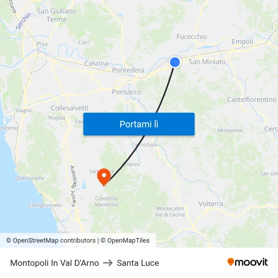 Montopoli In Val D'Arno to Santa Luce map