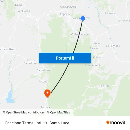 Casciana Terme Lari to Santa Luce map