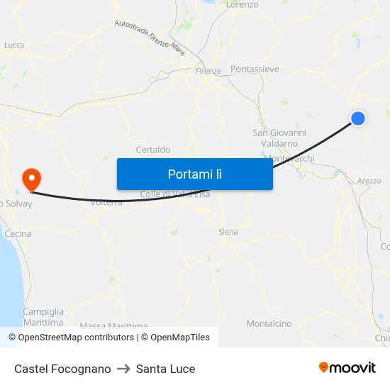 Castel Focognano to Santa Luce map