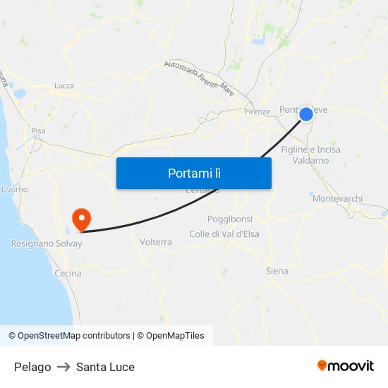 Pelago to Santa Luce map