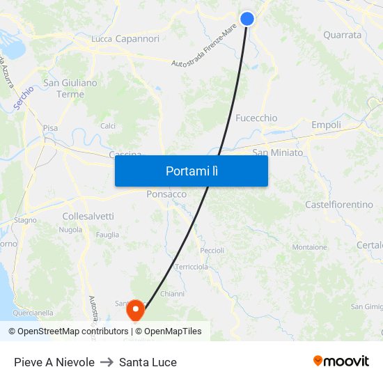 Pieve A Nievole to Santa Luce map