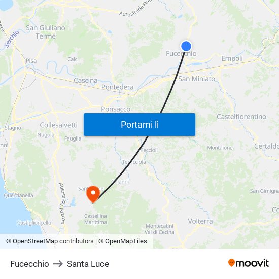 Fucecchio to Santa Luce map