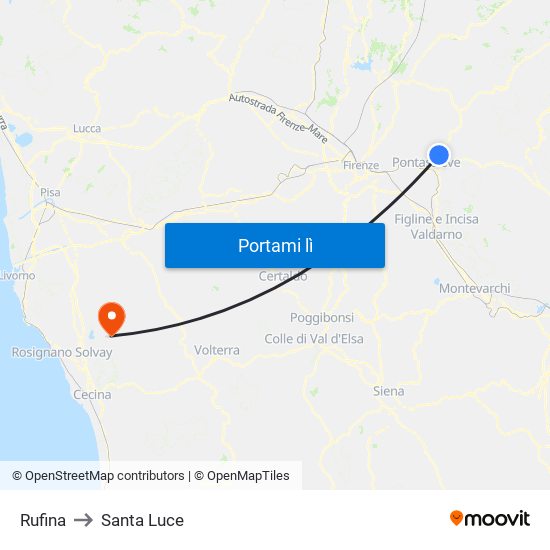 Rufina to Santa Luce map