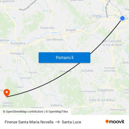 Firenze Santa Maria Novella to Santa Luce map