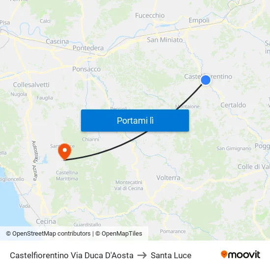 Castelfiorentino Via Duca D'Aosta to Santa Luce map