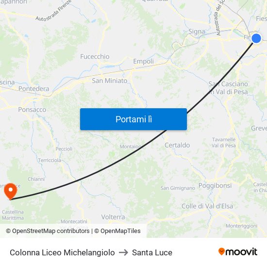 Colonna Liceo Michelangiolo to Santa Luce map