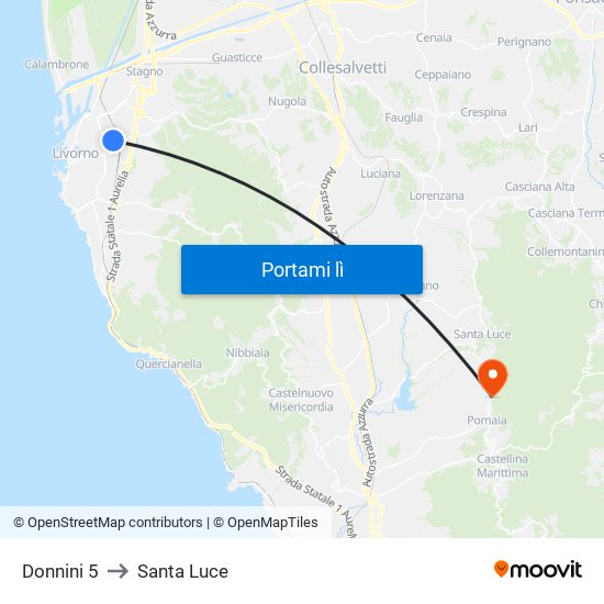 Donnini 5 to Santa Luce map