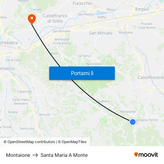 Montaione to Santa Maria A Monte map