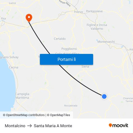 Montalcino to Santa Maria A Monte map