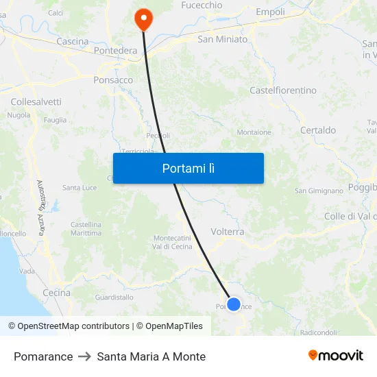 Pomarance to Santa Maria A Monte map