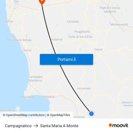 Campagnatico to Santa Maria A Monte map