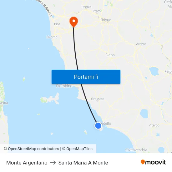 Monte Argentario to Santa Maria A Monte map