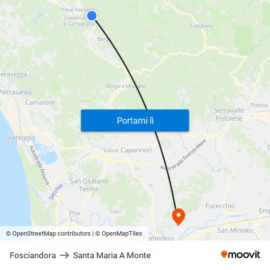 Fosciandora to Santa Maria A Monte map