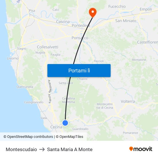 Montescudaio to Santa Maria A Monte map