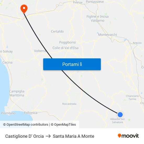 Castiglione D' Orcia to Santa Maria A Monte map