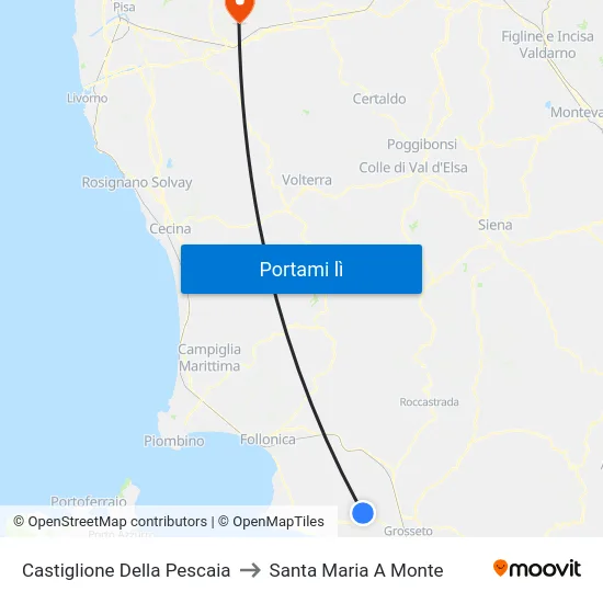 Castiglione Della Pescaia to Santa Maria A Monte map