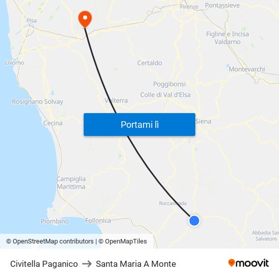 Civitella Paganico to Santa Maria A Monte map