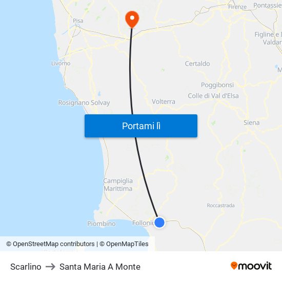 Scarlino to Santa Maria A Monte map