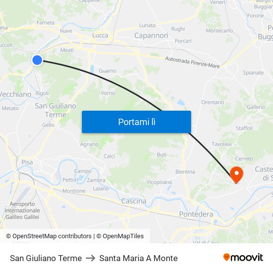 San Giuliano Terme to Santa Maria A Monte map
