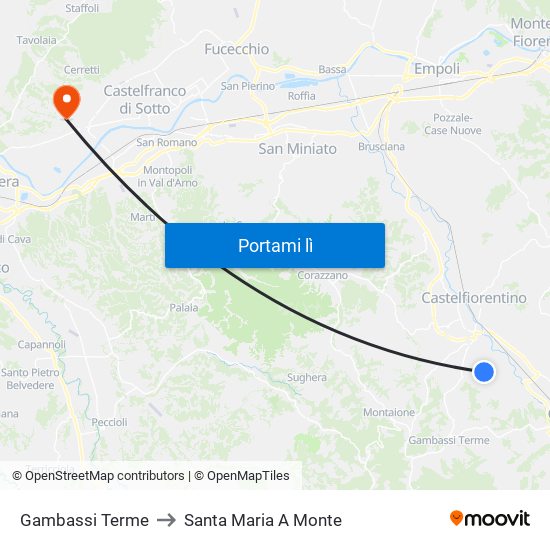 Gambassi Terme to Santa Maria A Monte map