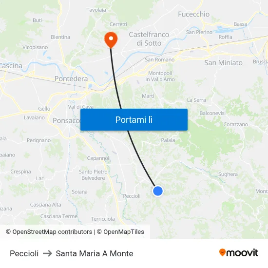 Peccioli to Santa Maria A Monte map