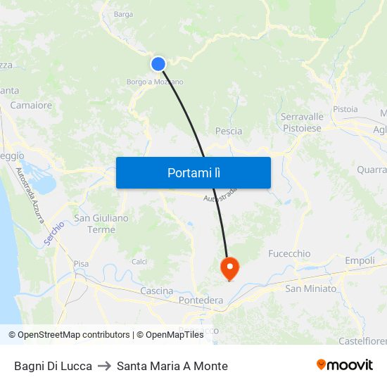 Bagni Di Lucca to Santa Maria A Monte map