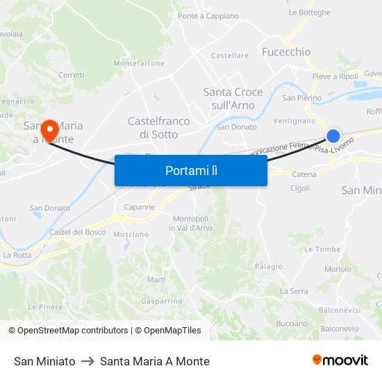 San Miniato to Santa Maria A Monte map