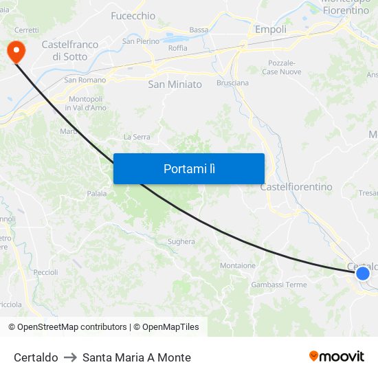 Certaldo to Santa Maria A Monte map