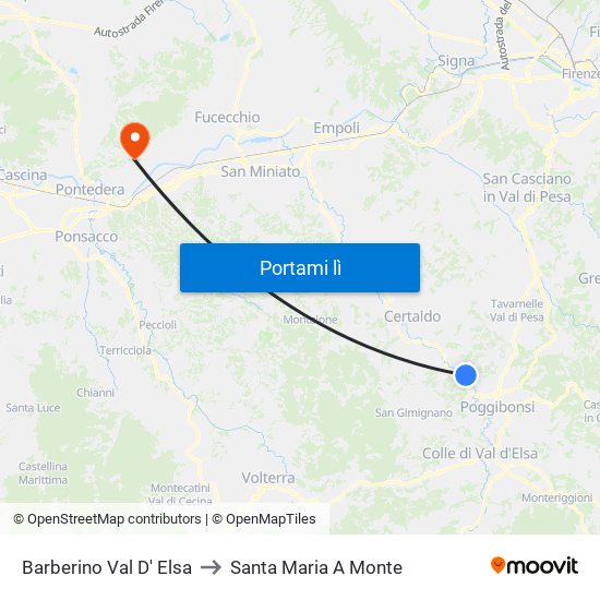 Barberino Val D' Elsa to Santa Maria A Monte map