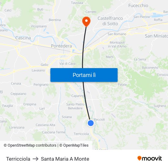 Terricciola to Santa Maria A Monte map