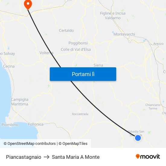 Piancastagnaio to Santa Maria A Monte map