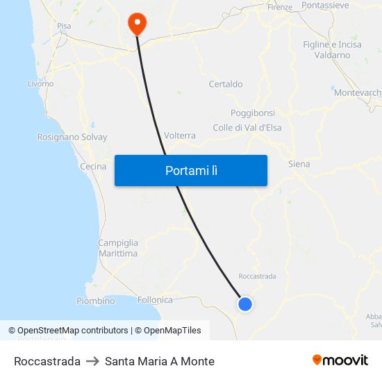 Roccastrada to Santa Maria A Monte map