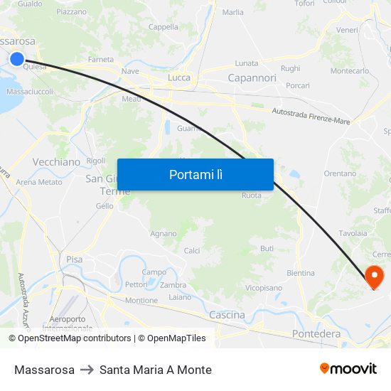 Massarosa to Santa Maria A Monte map