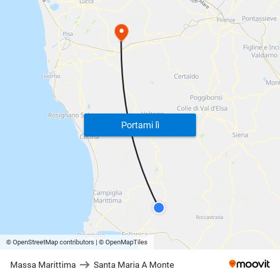 Massa Marittima to Santa Maria A Monte map