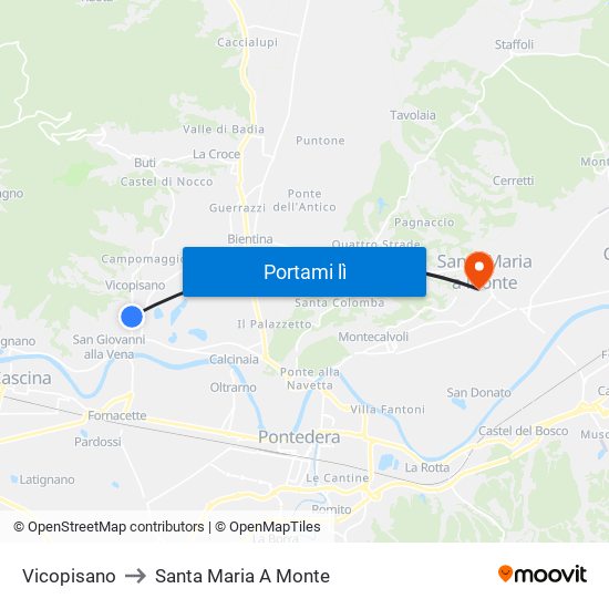 Vicopisano to Santa Maria A Monte map