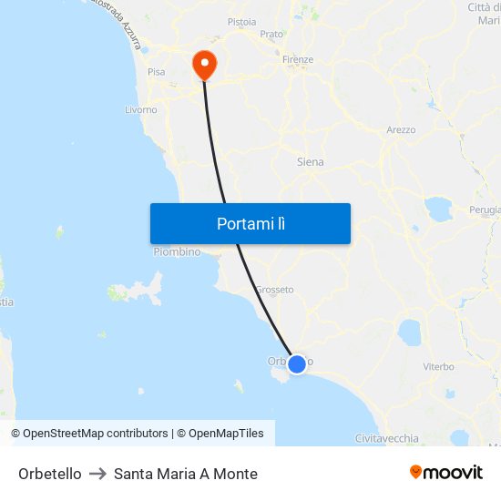 Orbetello to Santa Maria A Monte map