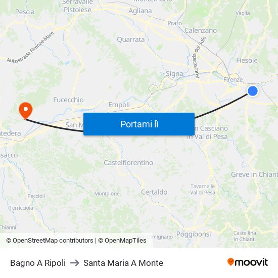 Bagno A Ripoli to Santa Maria A Monte map