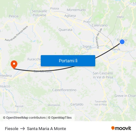 Fiesole to Santa Maria A Monte map