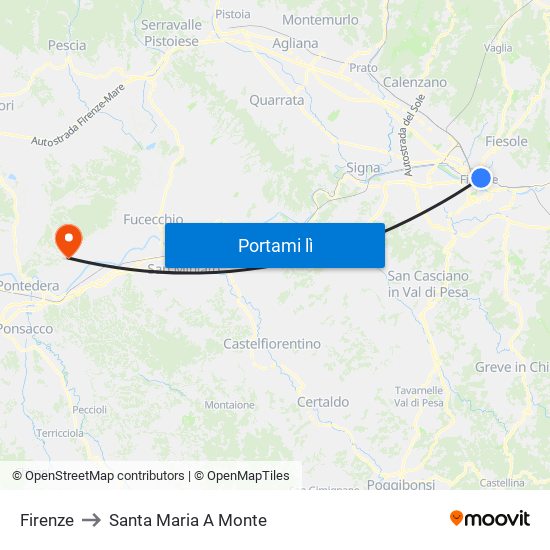 Firenze to Santa Maria A Monte map