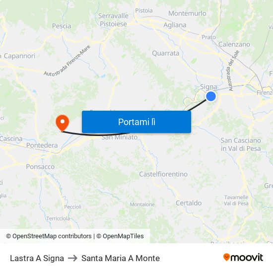 Lastra A Signa to Santa Maria A Monte map