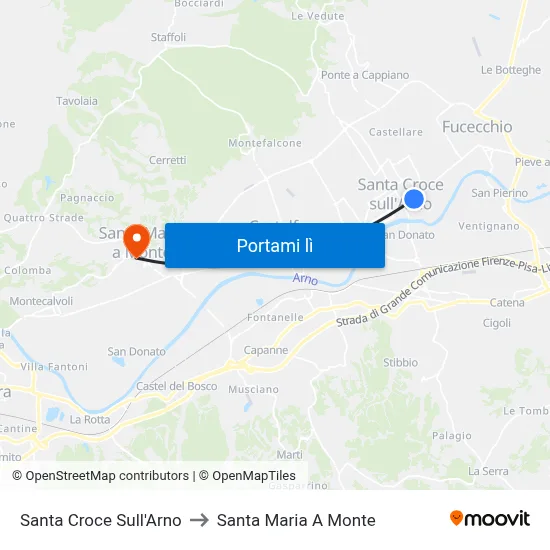 Santa Croce Sull'Arno to Santa Maria A Monte map