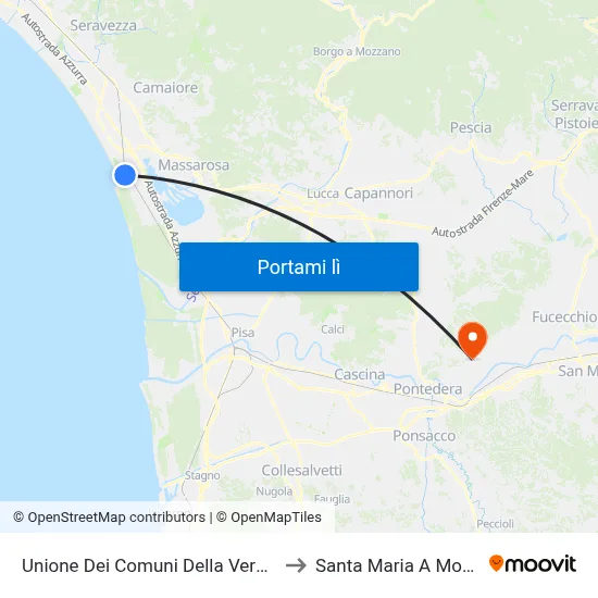 Unione Dei Comuni Della Versilia to Santa Maria A Monte map