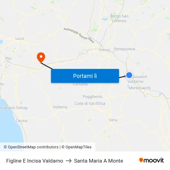 Figline E Incisa Valdarno to Santa Maria A Monte map