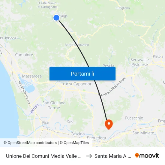Unione Dei Comuni Media Valle Del Serchio to Santa Maria A Monte map